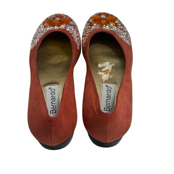 New Vintage Y2K Bernardo Sequined Flats Burnt Orange Suede size 6.5 - Picture 5 of 6